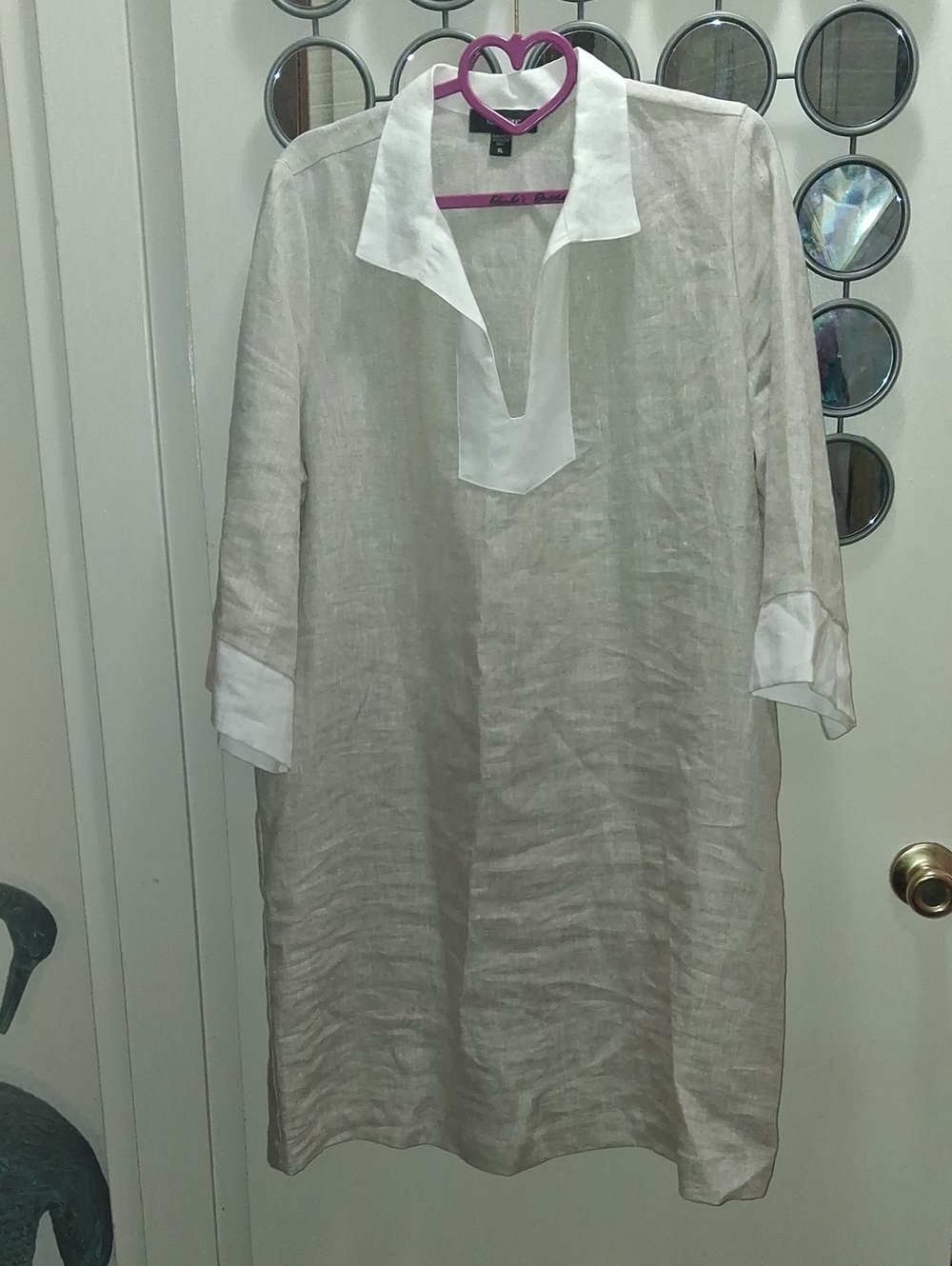 TAN & WHITE LINEN Dress